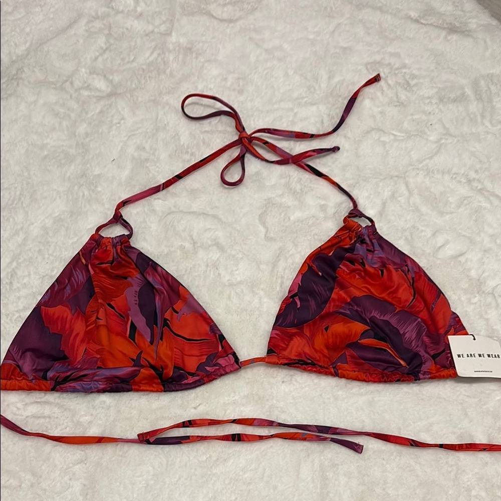 Palm print bikini top